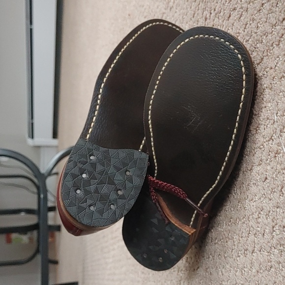 Vintage NWOT Kids Burgundy Leather Lace Up Shoes - Picture 6 of 7